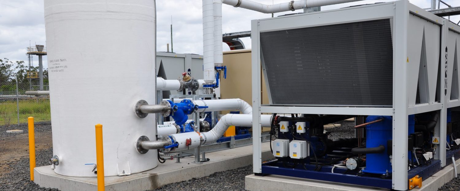 a gas conditioning skid outdoors on a cloudy day