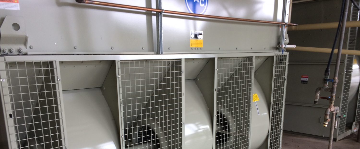 an industrial refrigeration condenser in a plantroom