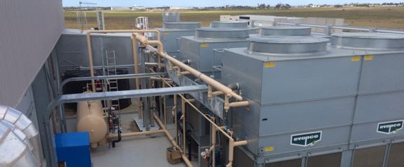 multiple industrial refrigeration equipment outdoors