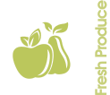 green apple and pear emoji with the words ‘fresh produce’ written vertically next to it