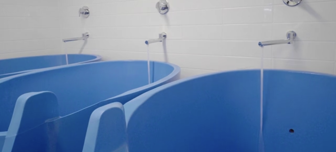 ice bath cooling system with three ice baths in a row
