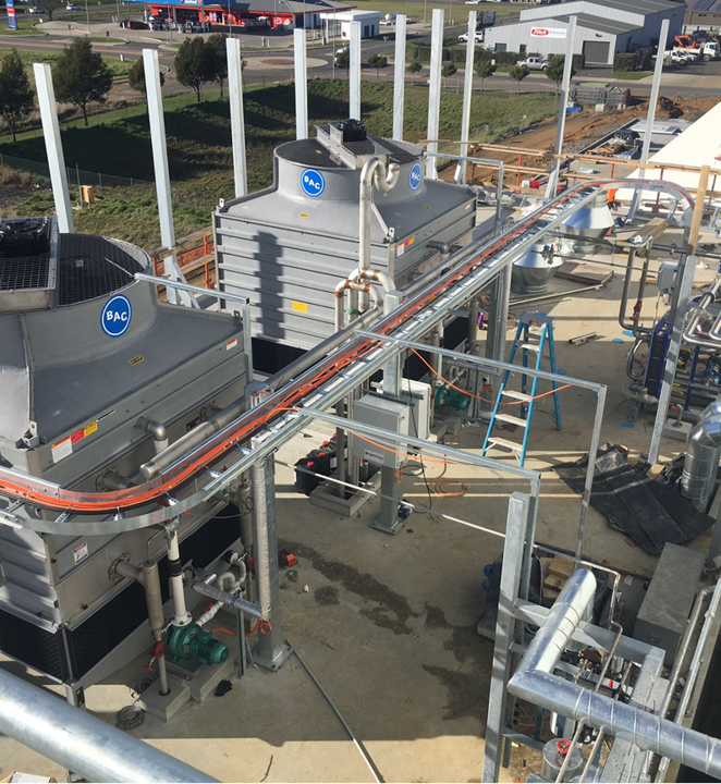 an aerial view of an industrial refrigeration site