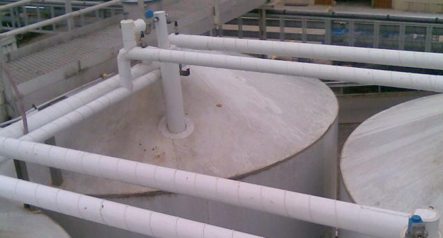 pipework leading to two outdoor tanks