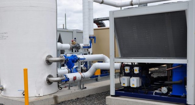 a gas conditioning skid outdoors on a cloudy day