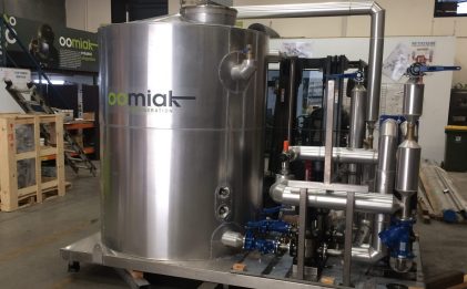 a chilled water skid standing in Oomiak’s Adelaide workshop