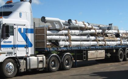truck with multiple pipes on it