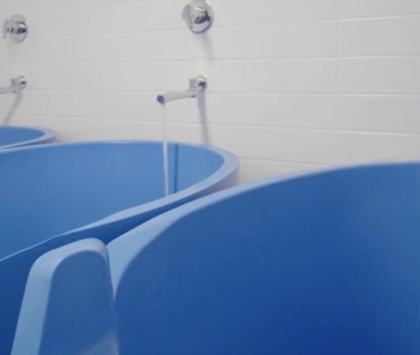 ice bath cooling system with three ice baths in a row