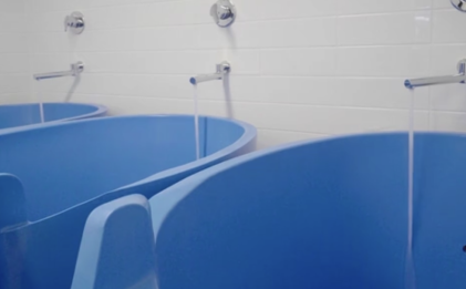 ice bath cooling system with three ice baths in a row