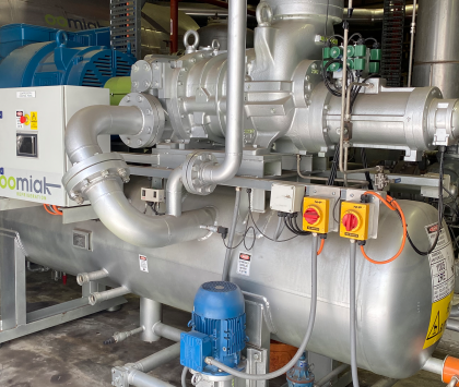 industrial refrigeration compressor in a plantroom
