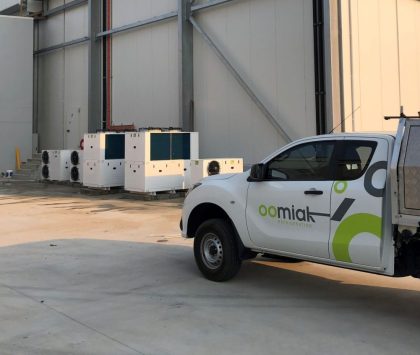 oomiak branded vehicle parked outside a distribution centre