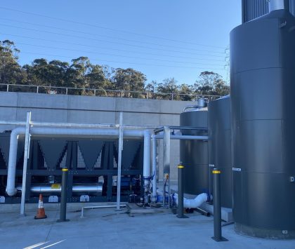 Heating Hot Water Circuit System and Brine Circuit System outdoors at a Tasmanian winery