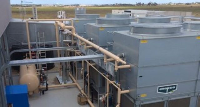 multiple industrial refrigeration equipment outdoors