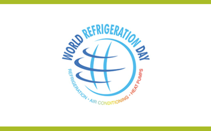 the world refrigeration day logo with a green boarder around it