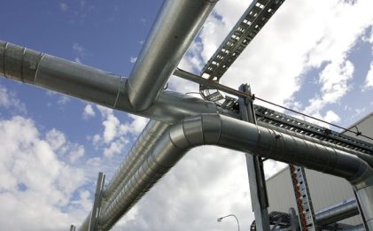 outdoor industrial refrigeration piping and wiring
