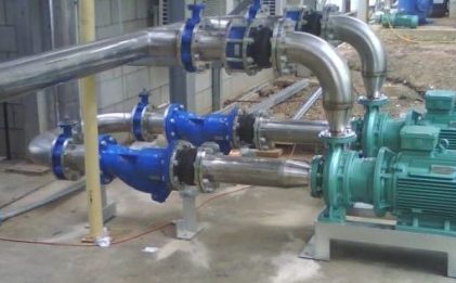 two industrial refrigeration glycol circulated air coolers