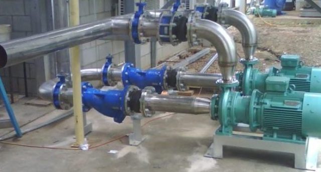 two industrial refrigeration glycol circulated air coolers